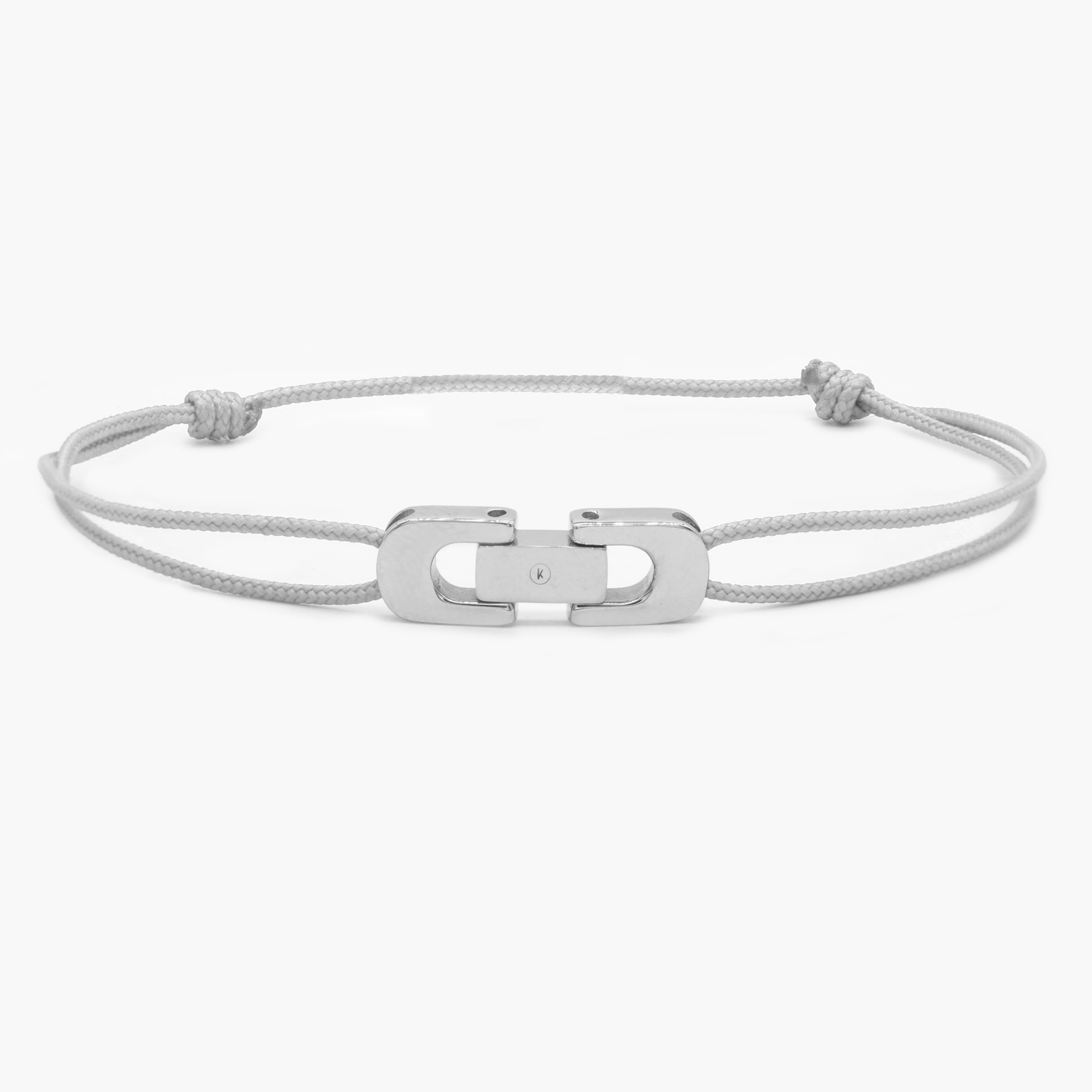 String Bracelet With Silver Mechanism (Light Grey)-Bracelet-Kompsós