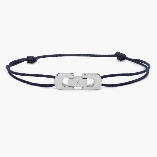 String Bracelet With Silver Mechanism (Navy blue)-Bracelet-Kompsós