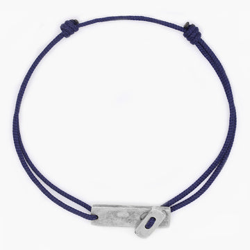 String Bracelet With Sterling Silver Button (Navy Blue)-Bracelet-Kompsós