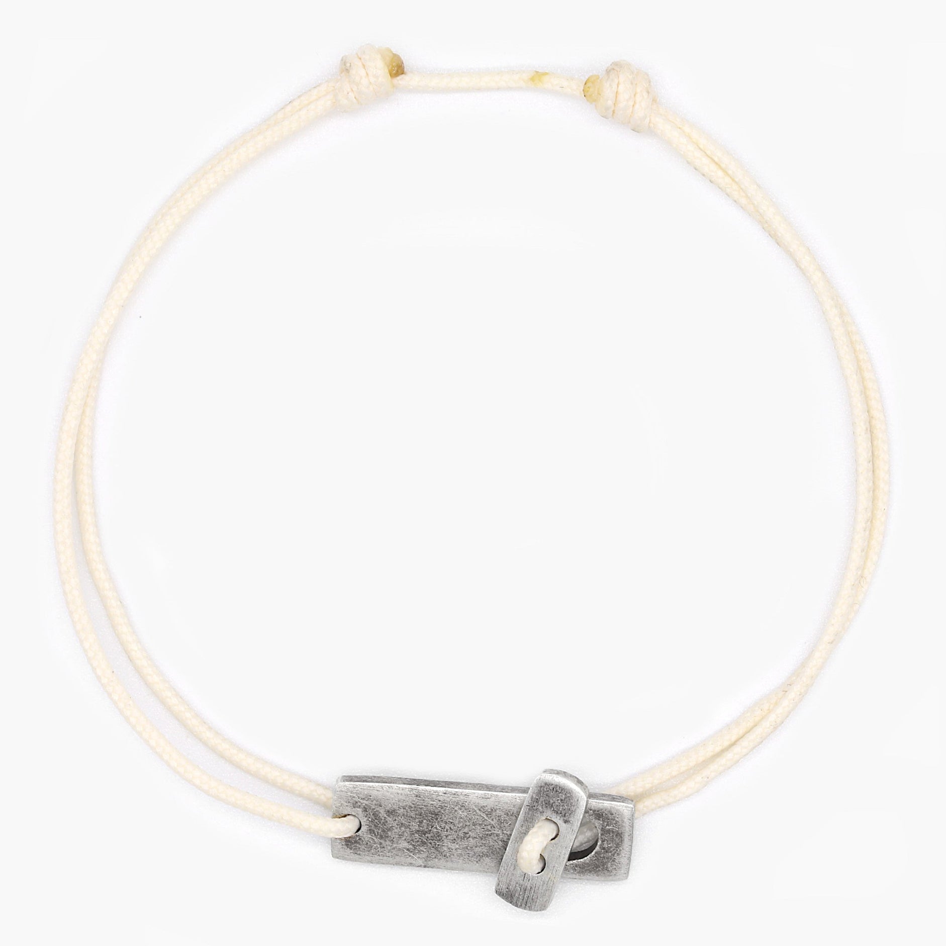String Bracelet With Sterling Silver Button (Nude)-Bracelet-Kompsós