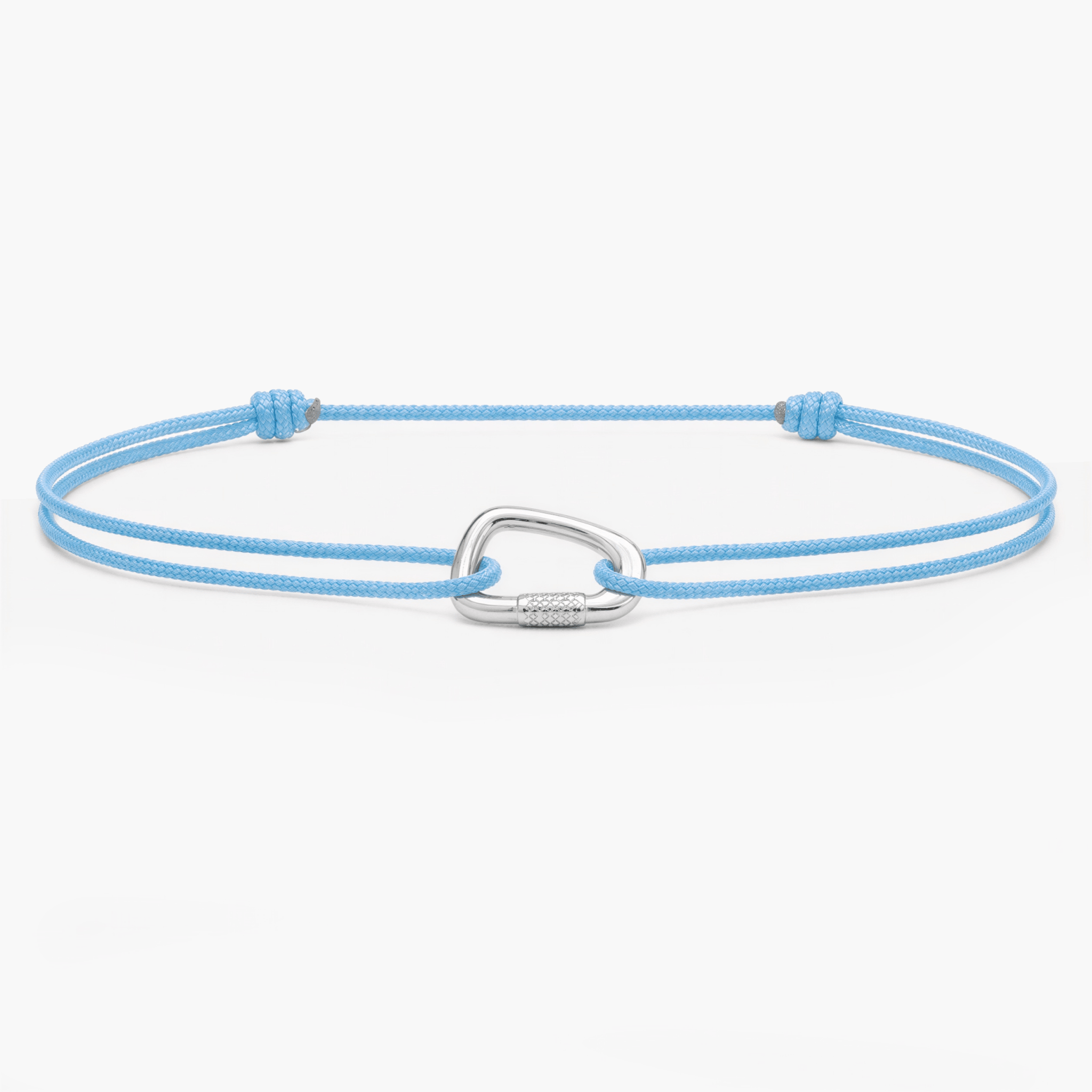 String Bracelet With Sterling Silver Carabiner (Light Blue)-Bracelet-Kompsós