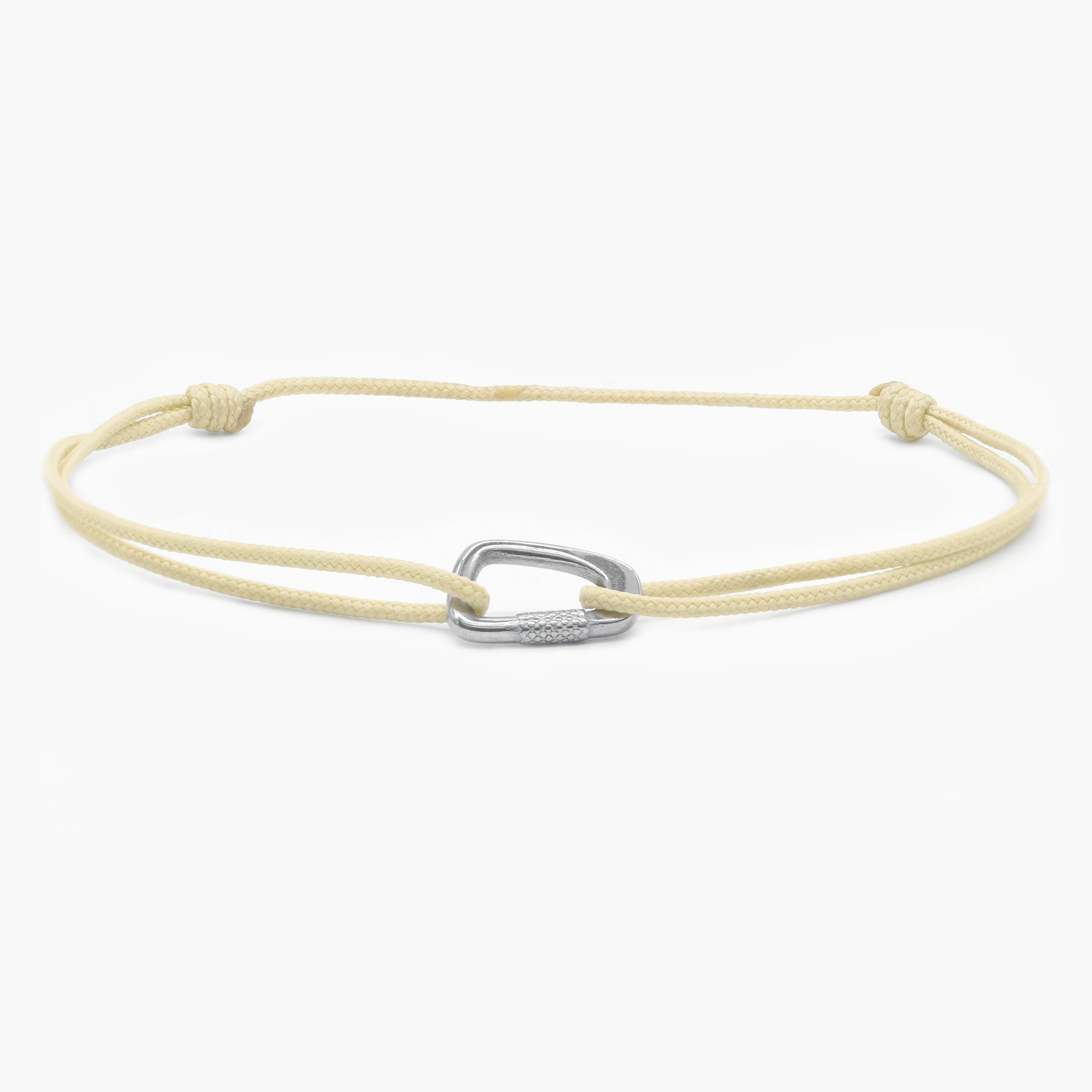 String Bracelet With Sterling Silver Carabiner (Nude)-Bracelet-Kompsós