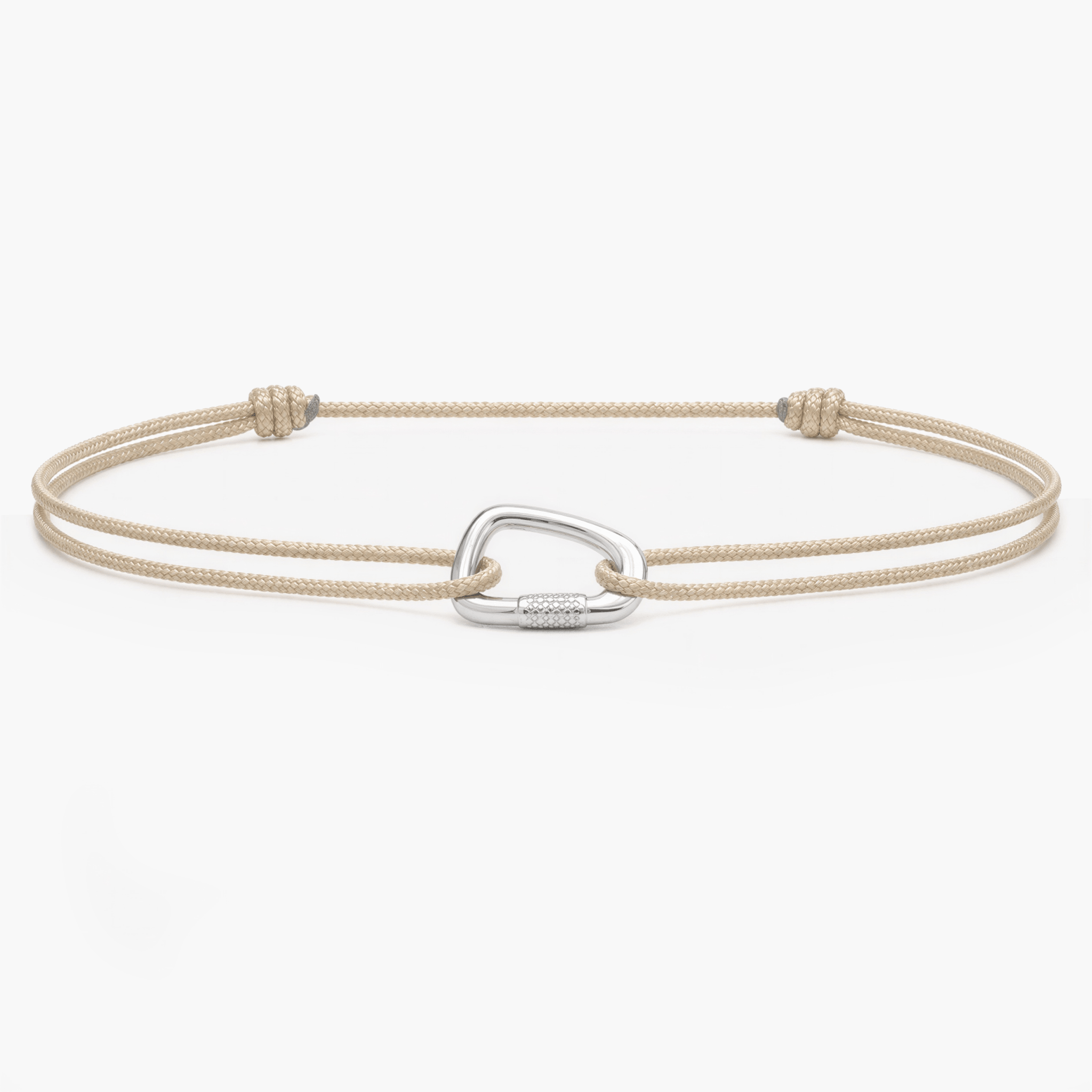 String Bracelet With Sterling Silver Carabiner (Nude)-Bracelet-Kompsós