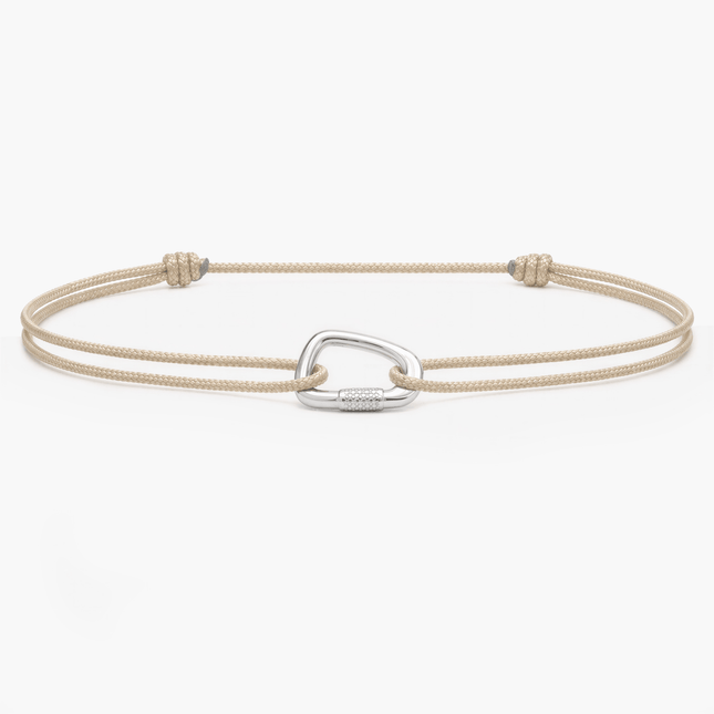 String Bracelet With Sterling Silver Carabiner (Nude)-Bracelet-Kompsós
