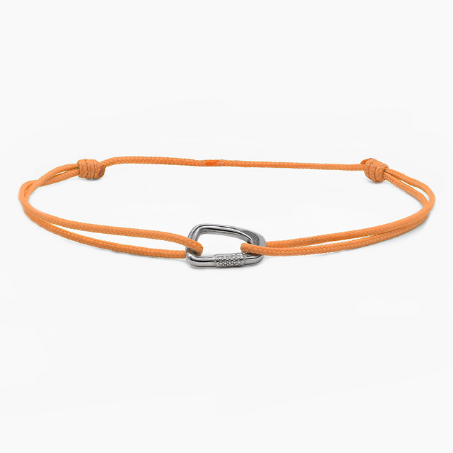 String Bracelet With Sterling Silver Carabiner (Tangerine)-Bracelet-Kompsós