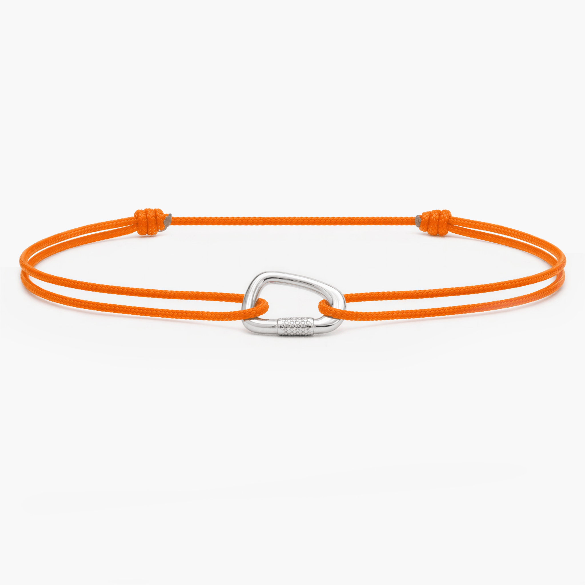 String Bracelet With Sterling Silver Carabiner (Tangerine)-Bracelet-Kompsós