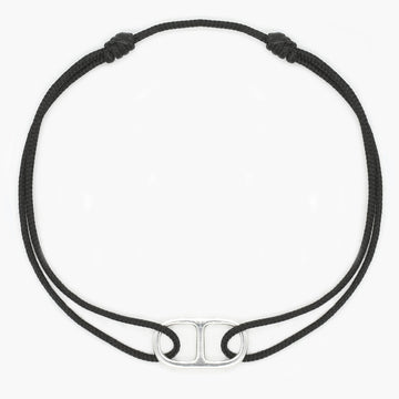 String Bracelet With Sterling Silver Connector (Black)-Bracelet-Kompsós
