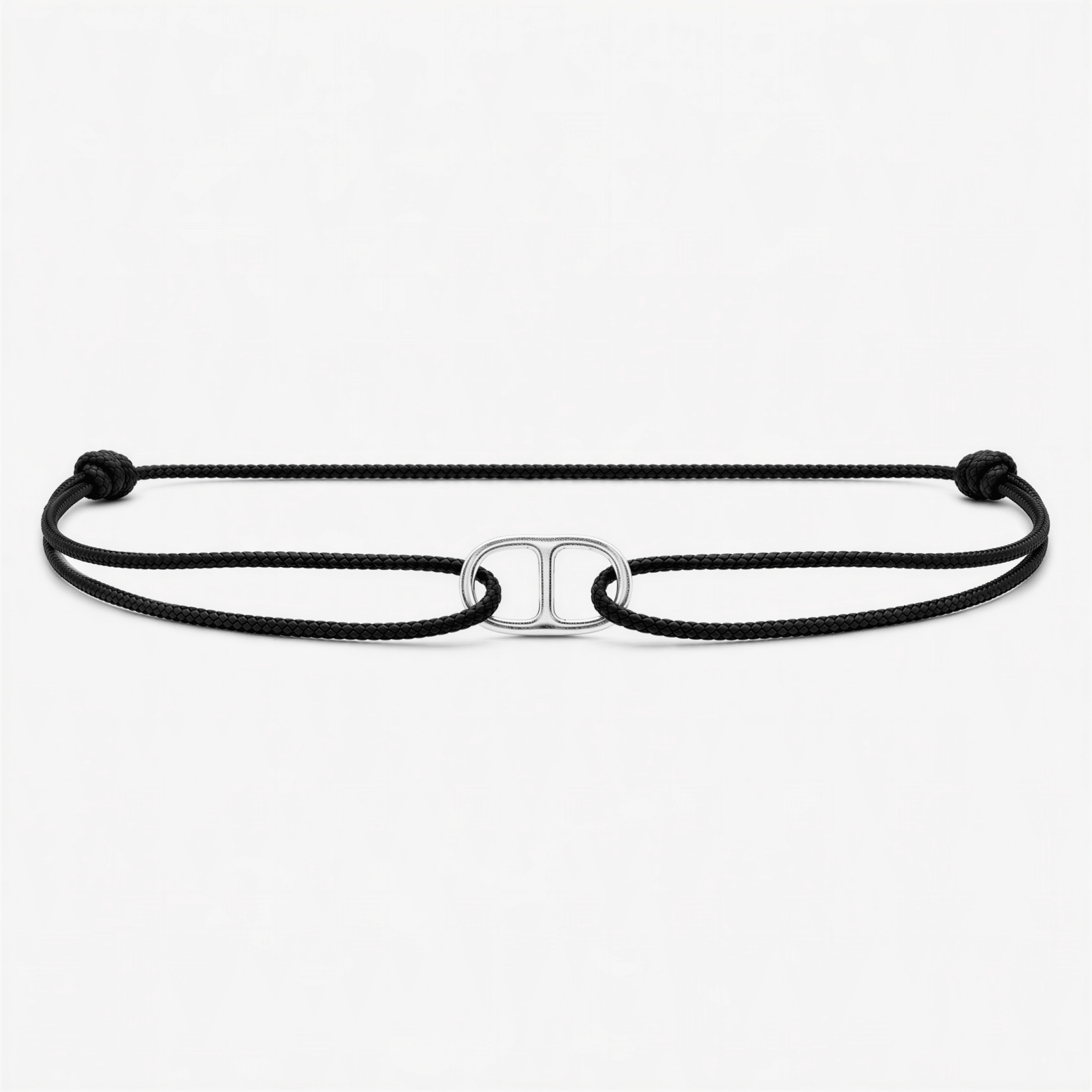 String Bracelet With Sterling Silver Connector (Black)-Bracelet-Kompsós