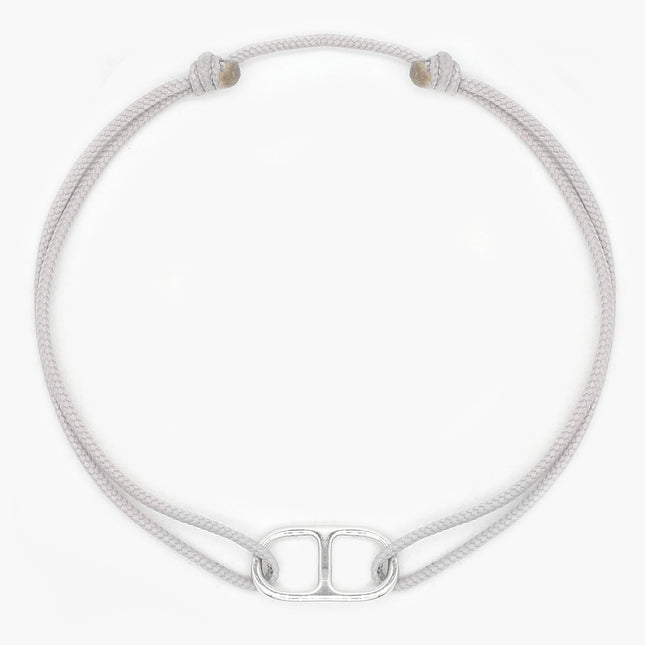 String Bracelet With Sterling Silver Connector (Grey)-Bracelet-Kompsós