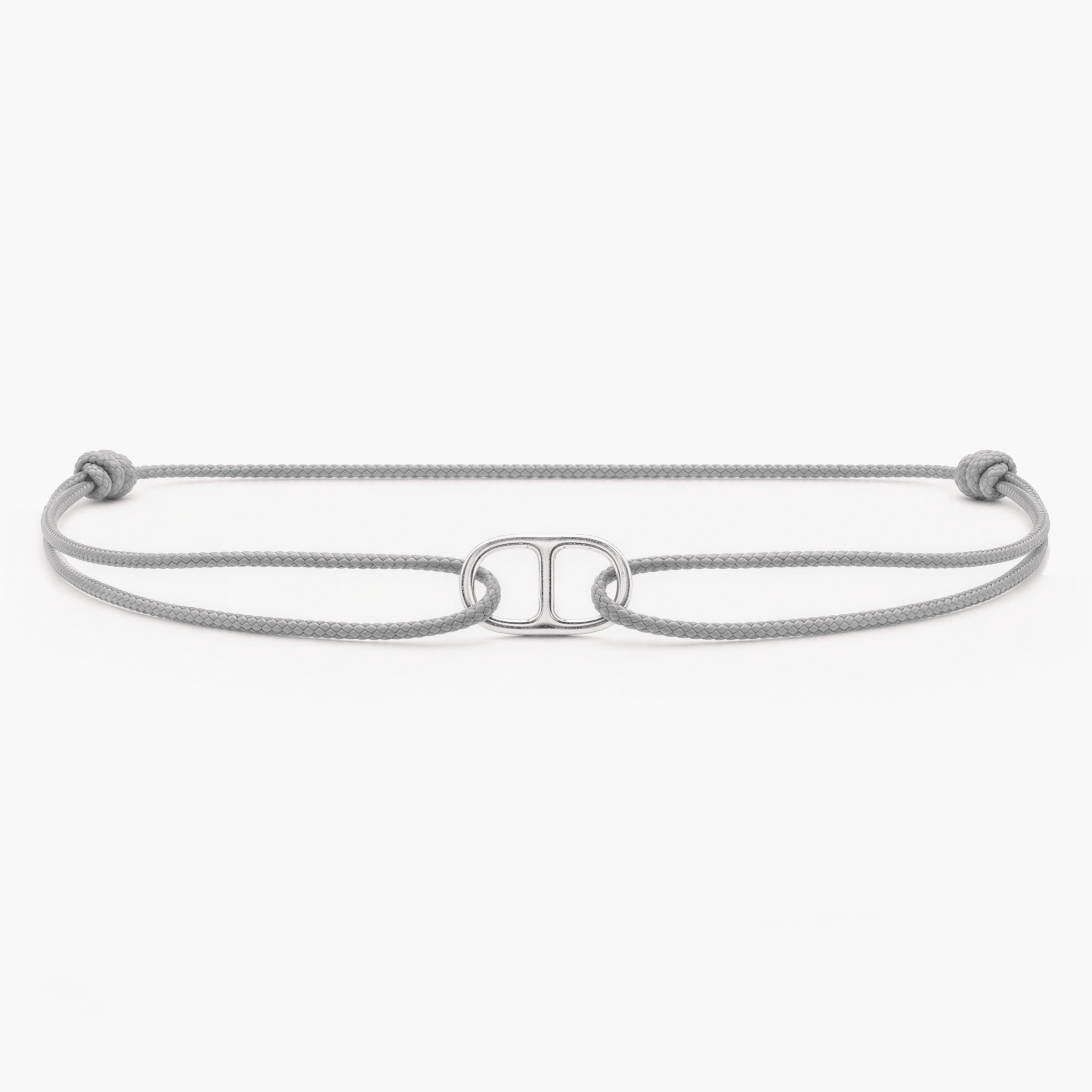 String Bracelet With Sterling Silver Connector (Grey)-Bracelet-Kompsós