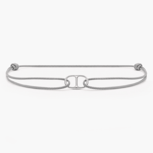 String Bracelet With Sterling Silver Connector (Grey)-Bracelet-Kompsós