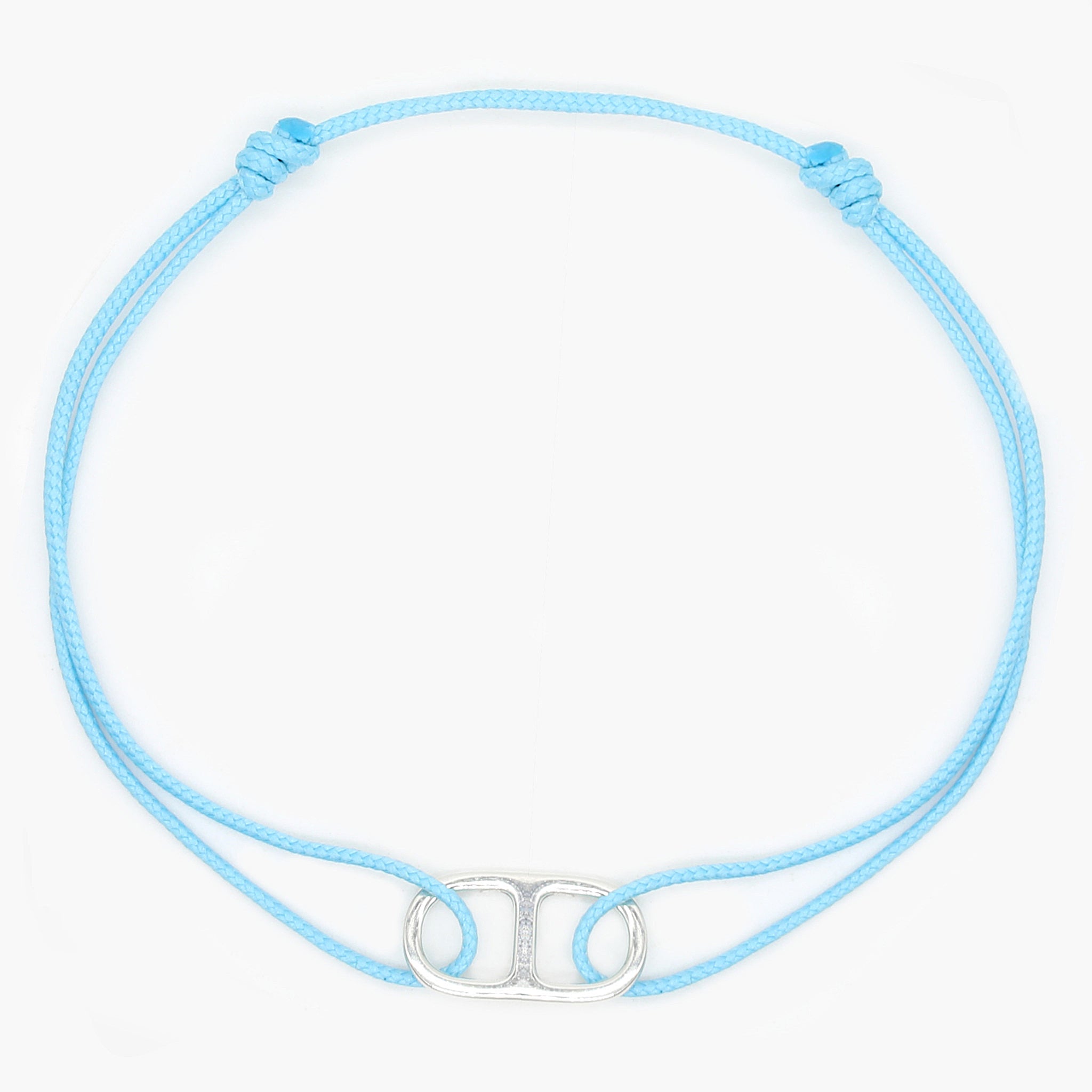 String Bracelet With Sterling Silver Connector (Light Blue)-Bracelet-Kompsós