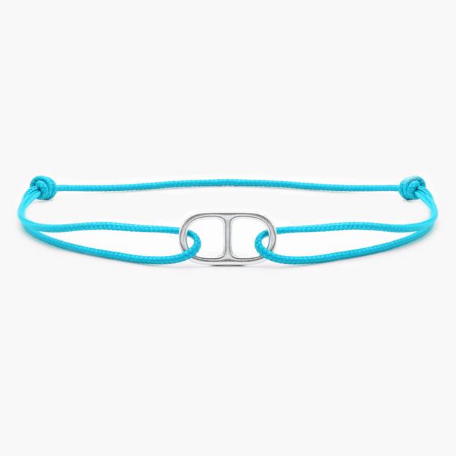 String Bracelet With Sterling Silver Connector (Light Blue)-Bracelet-Kompsós