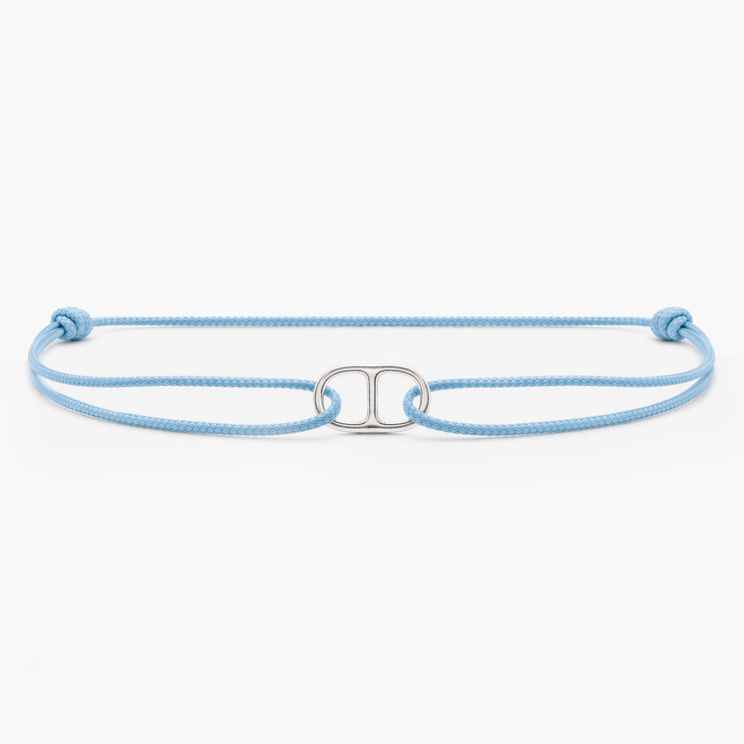 String Bracelet With Sterling Silver Connector (Light Blue)-Bracelet-Kompsós