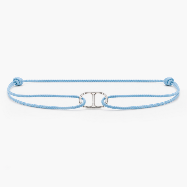 String Bracelet With Sterling Silver Connector (Light Blue)-Bracelet-Kompsós