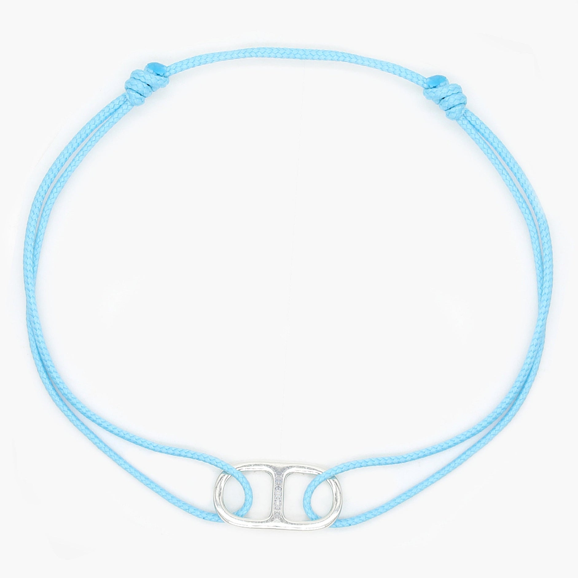String Bracelet With Sterling Silver Connector (Light Blue)-Bracelet-Kompsós