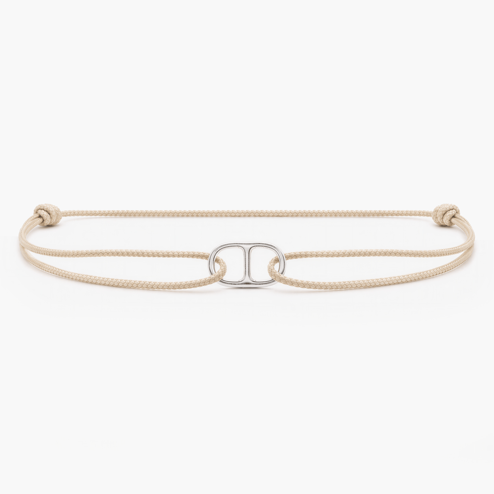 String Bracelet With Sterling Silver Connector (Nude)-Bracelet-Kompsós