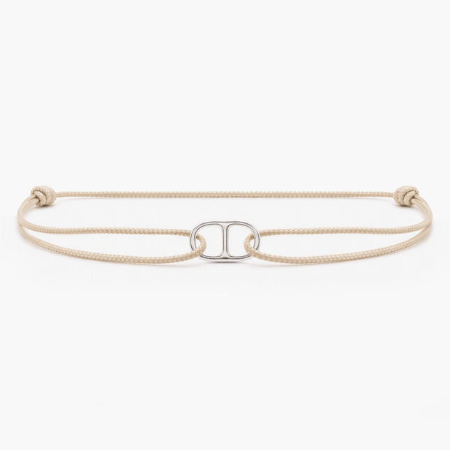 String Bracelet With Sterling Silver Connector (Nude)-Bracelet-Kompsós