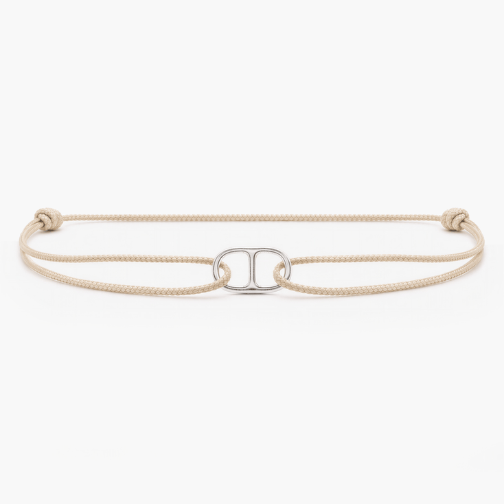 String Bracelet With Sterling Silver Connector (Nude)-Bracelet-Kompsós