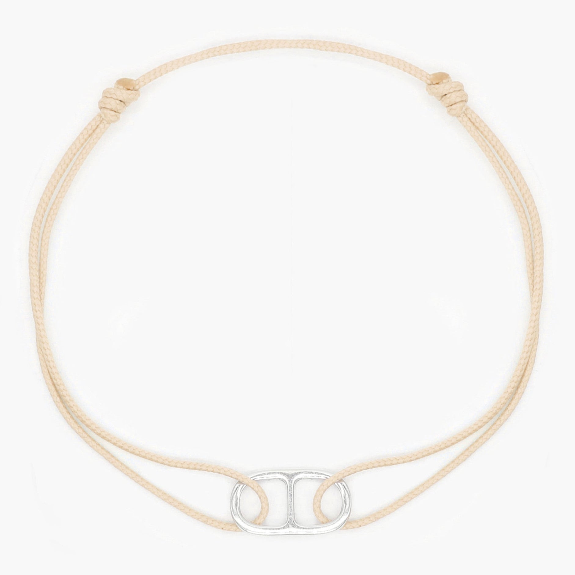 String Bracelet With Sterling Silver Connector (Nude)-Bracelet-Kompsós