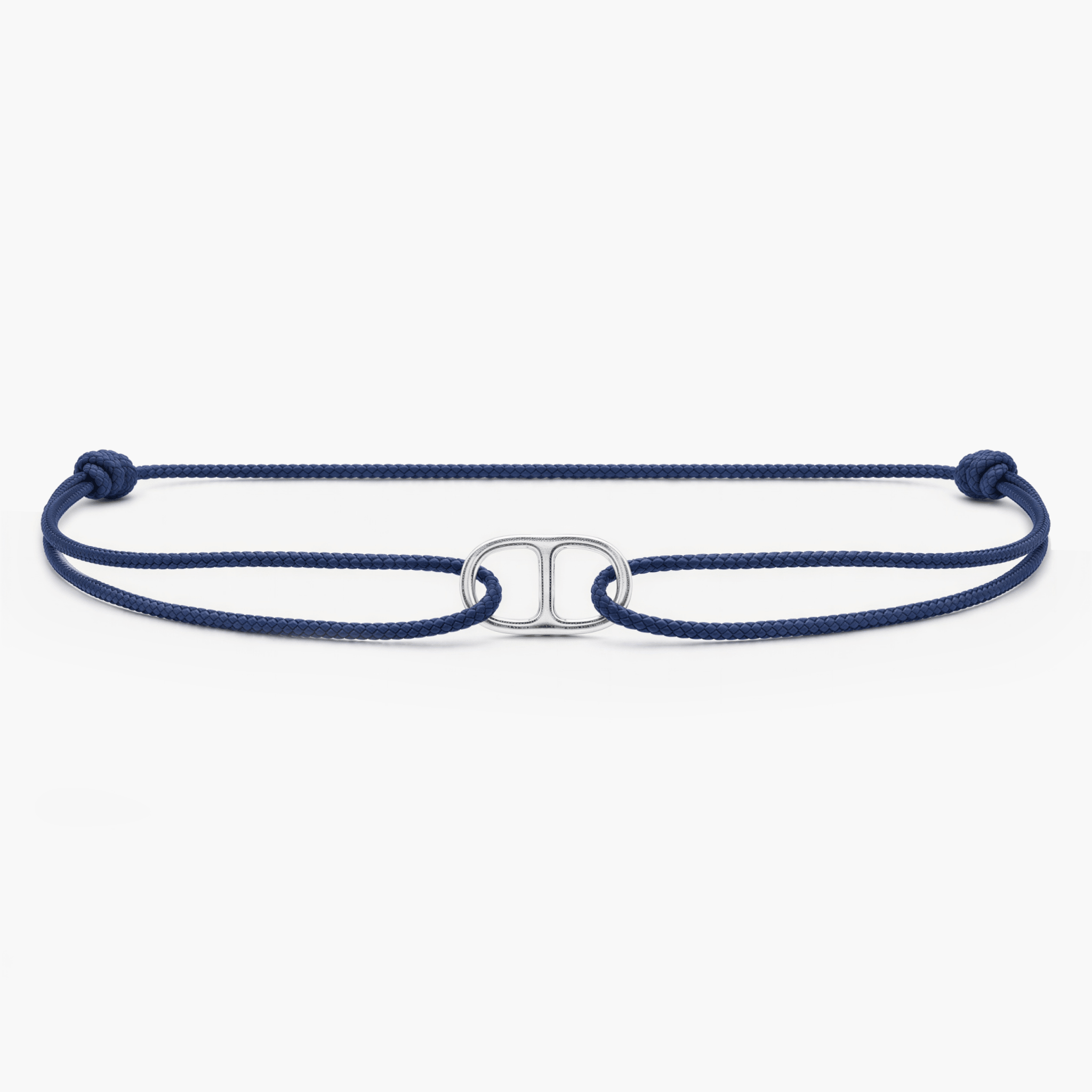 String Bracelet With Sterling Silver Connector (Petrol Blue)-Bracelet-Kompsós