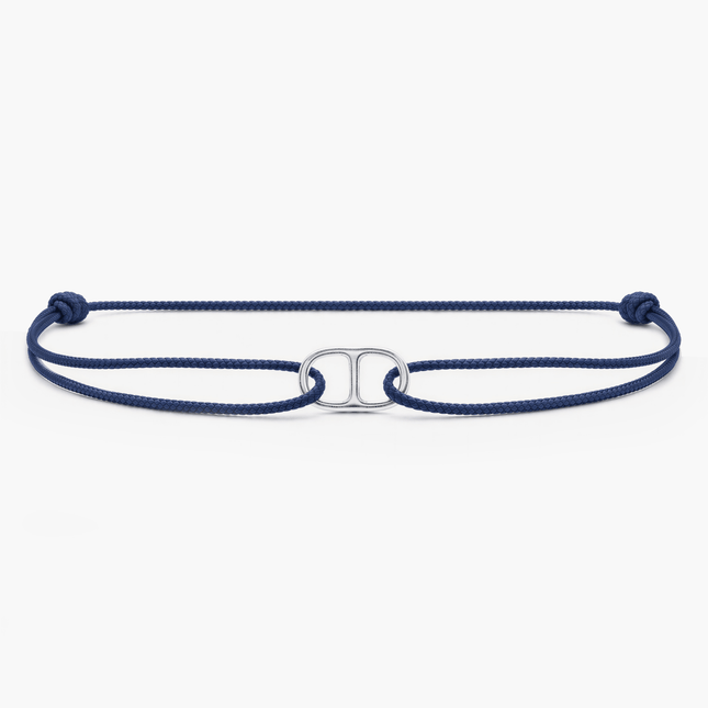 String Bracelet With Sterling Silver Connector (Petrol Blue)-Bracelet-Kompsós