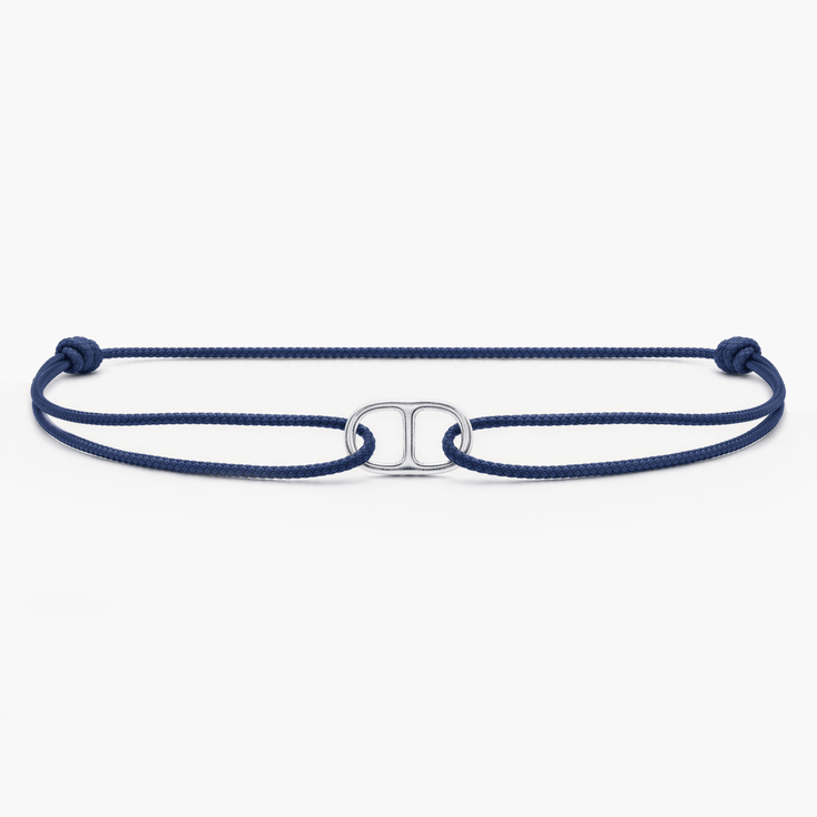 String Bracelet With Sterling Silver Connector (Petrol Blue)-Bracelet-Kompsós