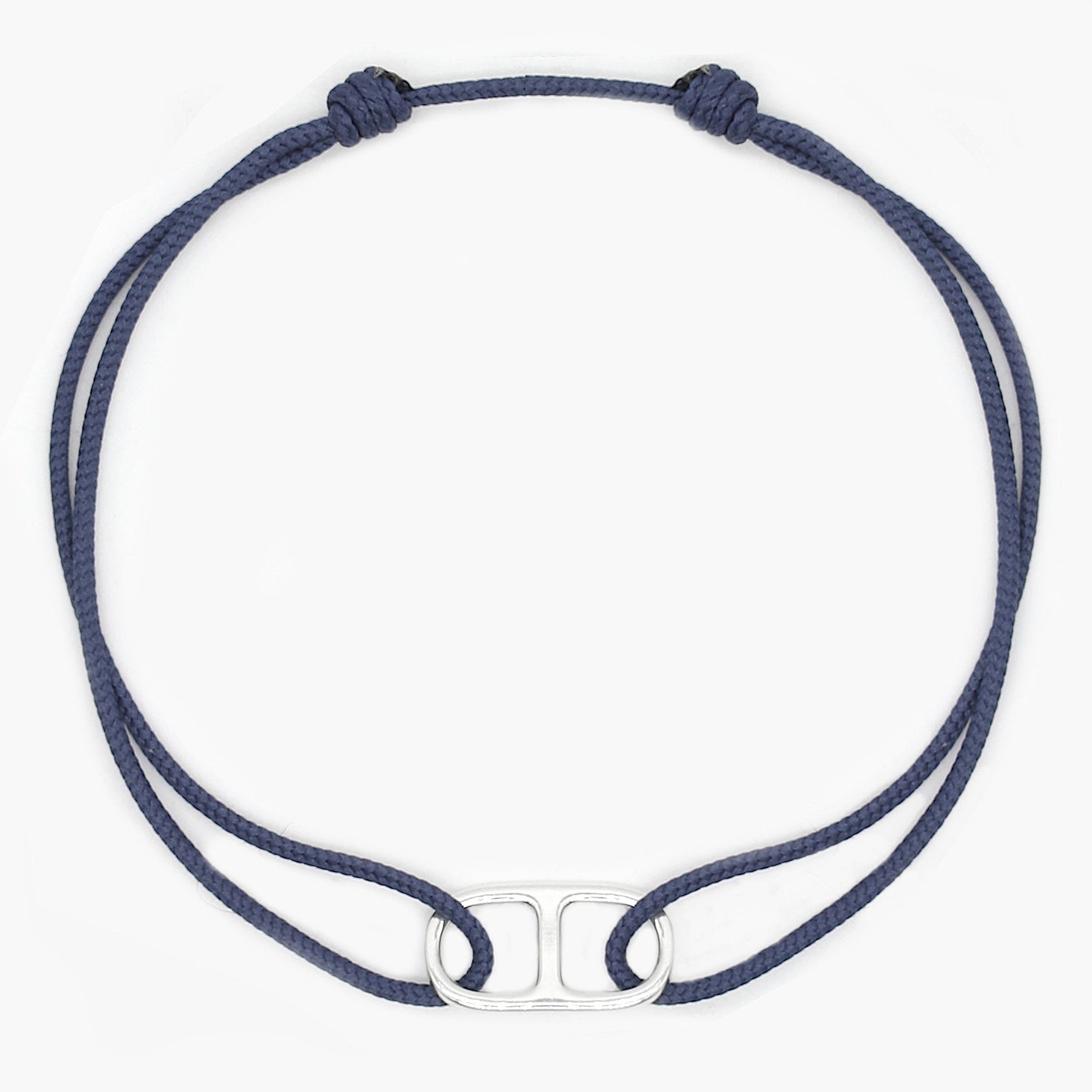 String Bracelet With Sterling Silver Connector (Petrol Blue)-Bracelet-Kompsós