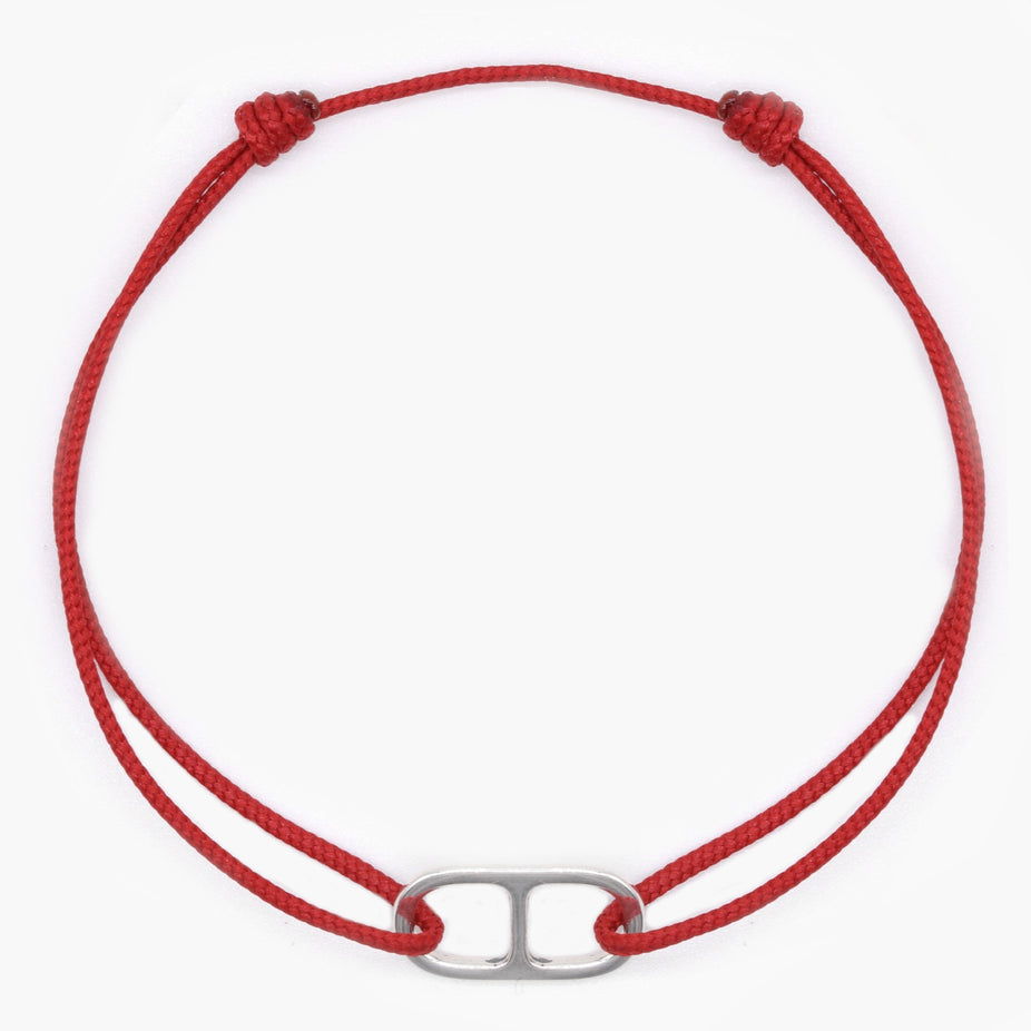 String Bracelet With Sterling Silver Connector (Red)-Bracelet-Kompsós