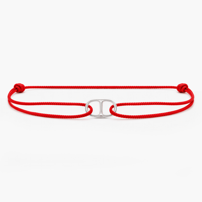 String Bracelet With Sterling Silver Connector (Red)-Bracelet-Kompsós