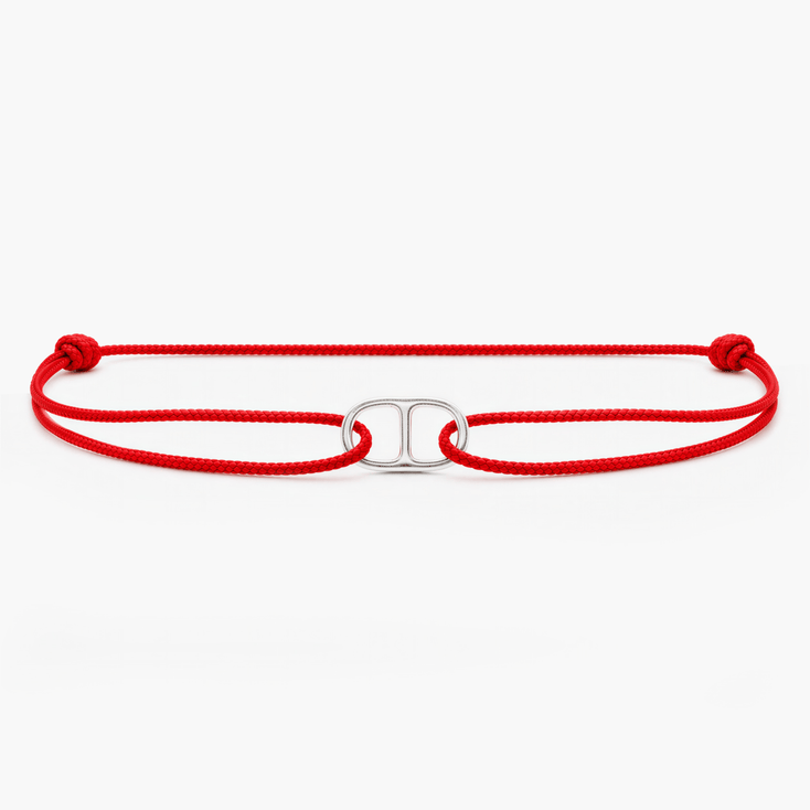 String Bracelet With Sterling Silver Connector (Red)-Bracelet-Kompsós