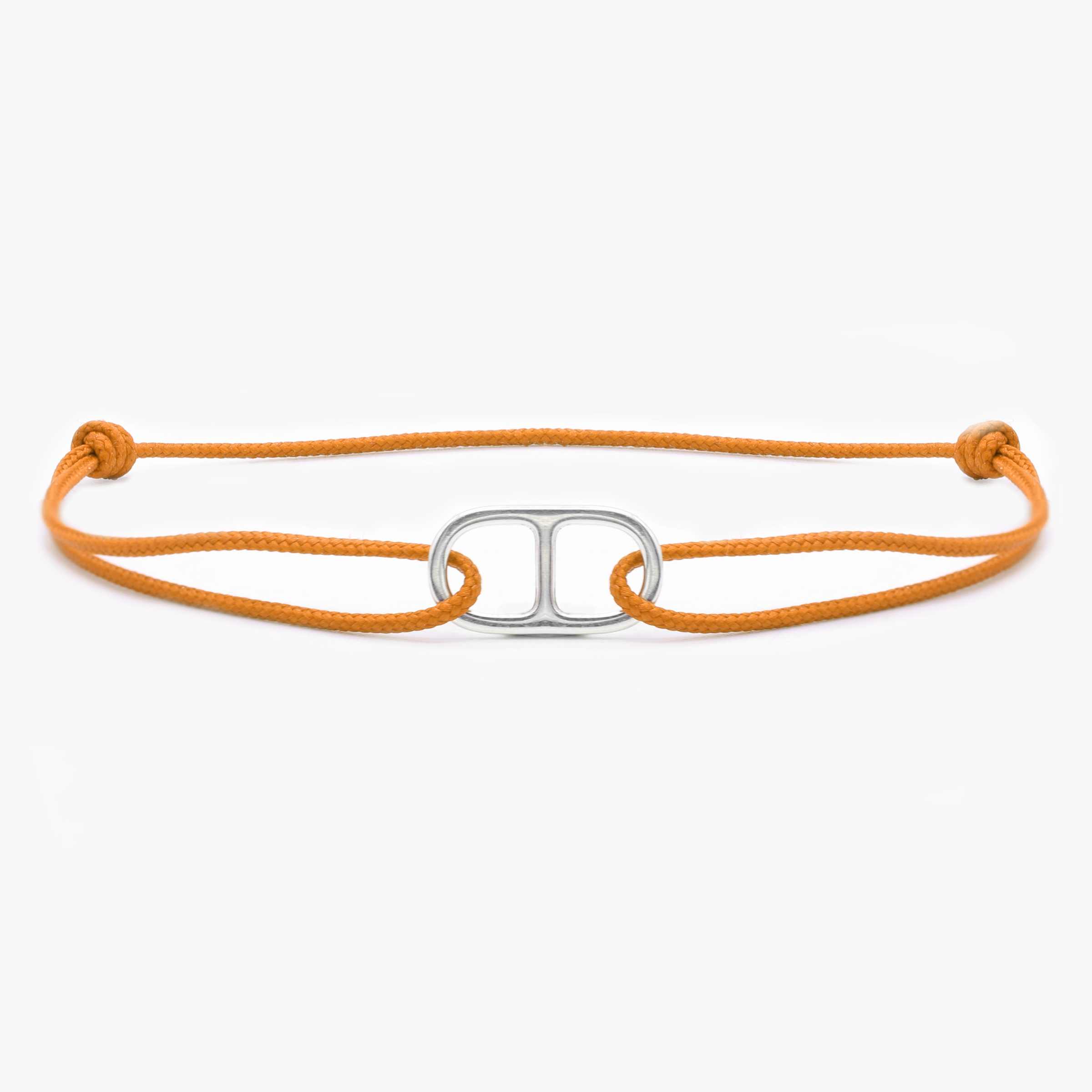 String Bracelet With Sterling Silver Connector (Tangerine)-Bracelet-Kompsós