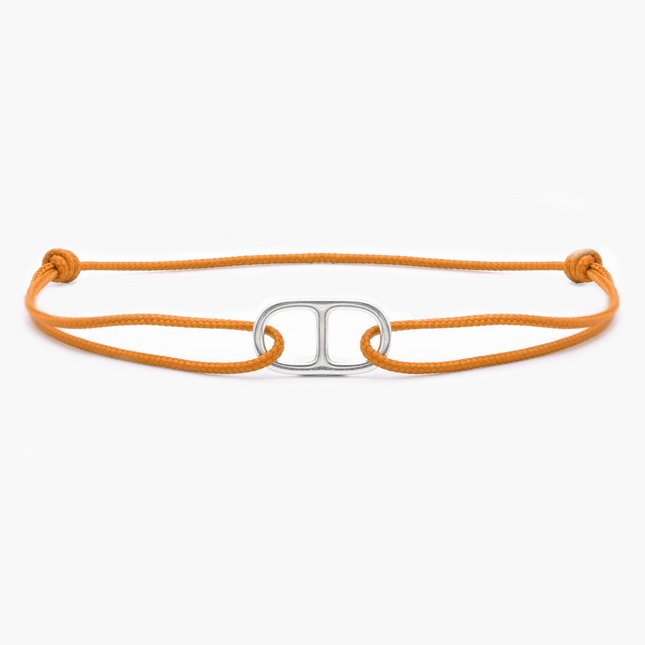 String Bracelet With Sterling Silver Connector (Tangerine)-Bracelet-Kompsós