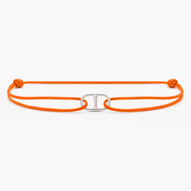 String Bracelet With Sterling Silver Connector (Tangerine)-Bracelet-Kompsós
