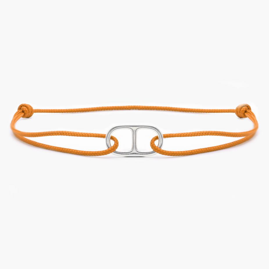 String Bracelet With Sterling Silver Connector (Tangerine)-Bracelet-Kompsós