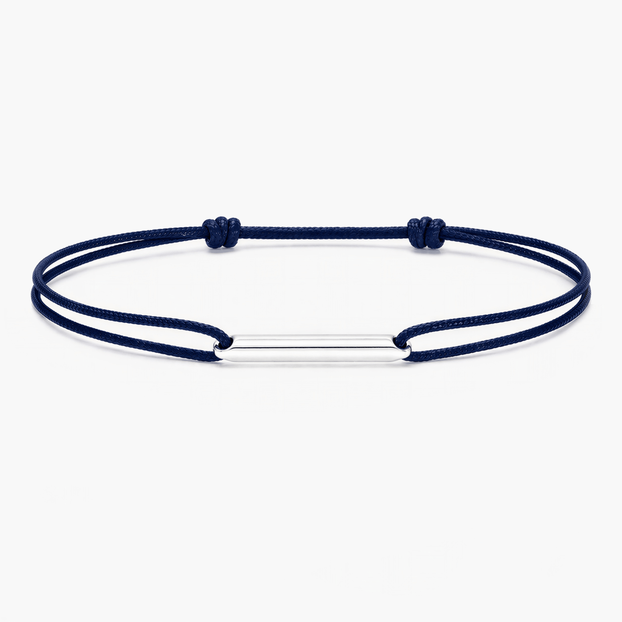 String Bracelet With Sterling Silver Round Tube (Ocean Blue)-Bracelet-Kompsós