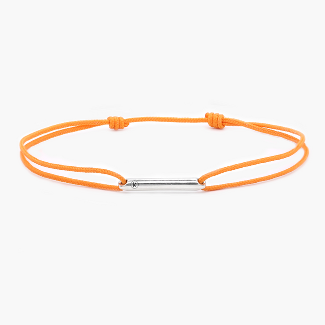 String Bracelet With Sterling Silver Round Tube (Tangerine)-Bracelet-Kompsós