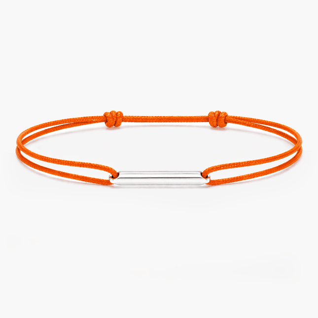 String Bracelet With Sterling Silver Round Tube (Tangerine)-Bracelet-Kompsós