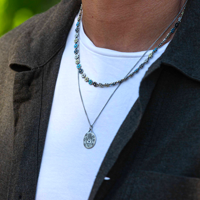 Tarot Card "The High Priestess" Sterling Silver Necklace-Necklace-Kompsós