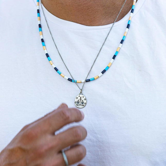 Tarot Card "The Justice" Sterling Silver Necklace-Necklace-Kompsós