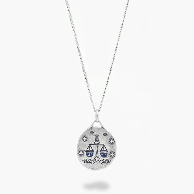 Tarot Card "The Justice" Sterling Silver Necklace-Necklace-Kompsós