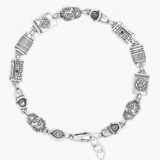 The Traveler Multi Charms Sterling Silver Bracelet-Bracelet-Kompsós