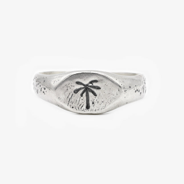 Thin Signet Ring With Engraved Palm Tree-Ring-Kompsós