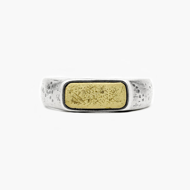 Thin Sterling Silver Ring With Gold Details-Ring-Kompsós