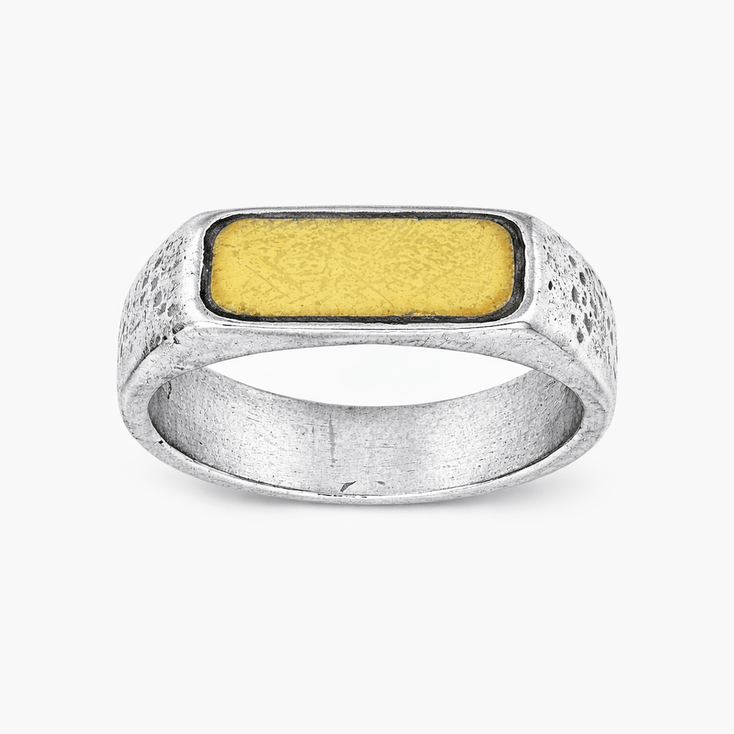 Thin Sterling Silver Ring With Gold Details-Ring-Kompsós