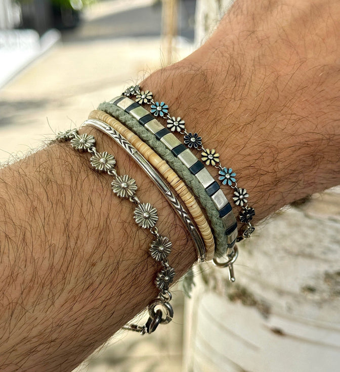 Tribal Sterling Silver Bangle-Bracelet-Kompsós
