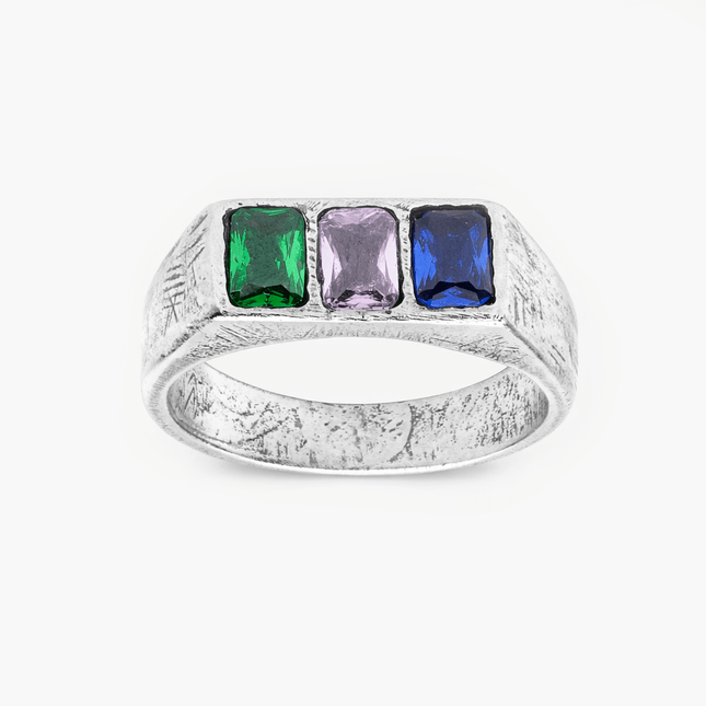 Trio Gemstone Sterling Silver Ring-Ring-Kompsós