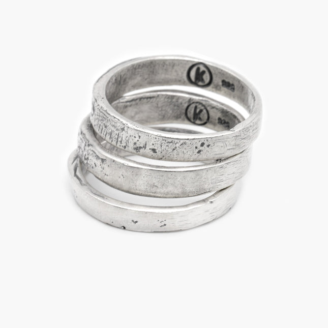 Triple Bands Sterling Silver Face Ring-Ring-Kompsós