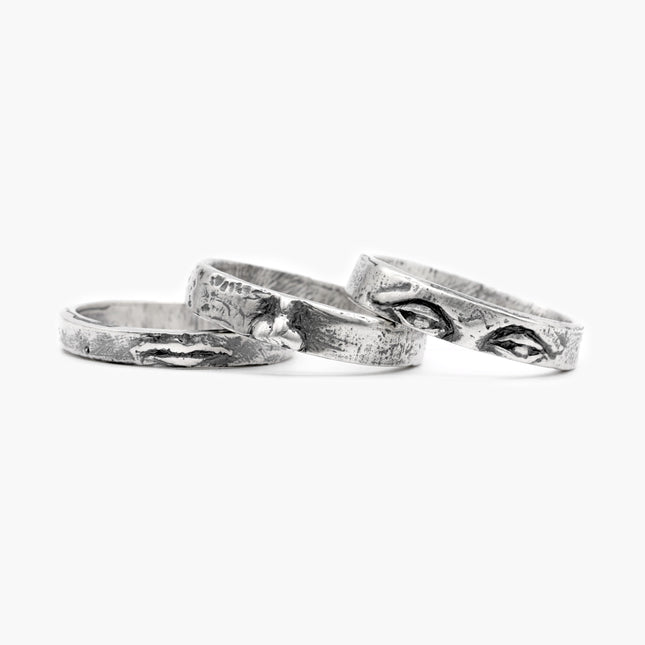 Triple Bands Sterling Silver Face Ring-Ring-Kompsós