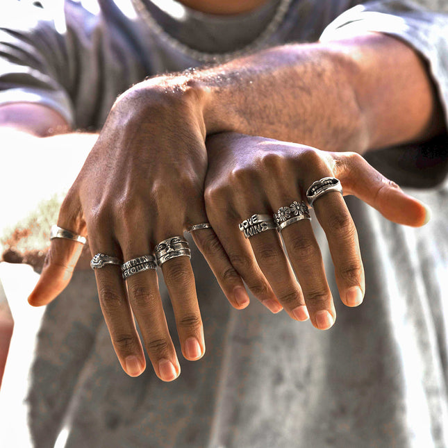 Triple Bands Sterling Silver Face Ring-Ring-Kompsós